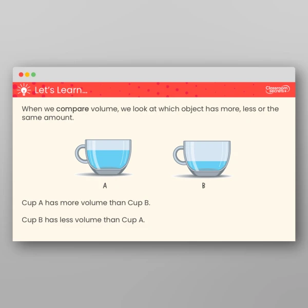 An image of the Compare Volume Teaching PPT Resource