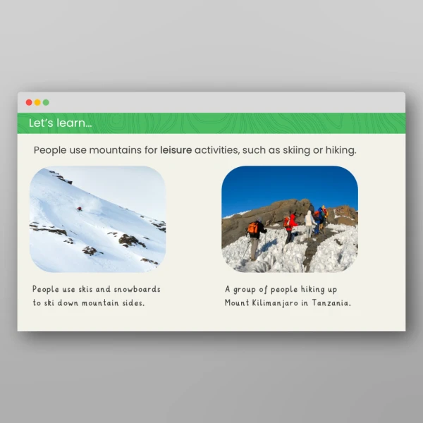 An image of the Why are Mountains, Hills and Valleys Important? Geography PPT Resource