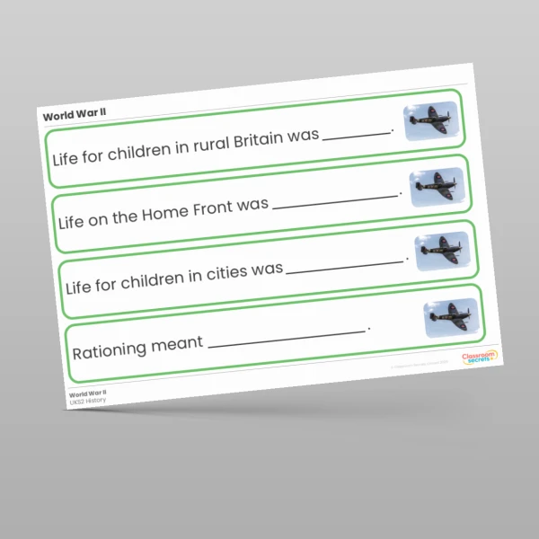 An image of the World War II Stem Sentences Resource