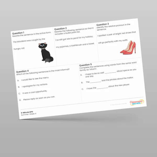 An image of the 5-Minute GPS Summer 1 Week 4 Resource