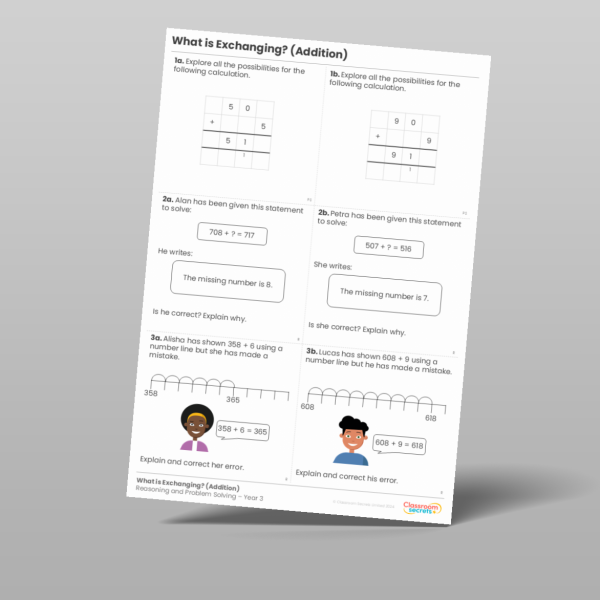 Year 3 What Is Exchanging Addition Reasoning And Problem Solving ...