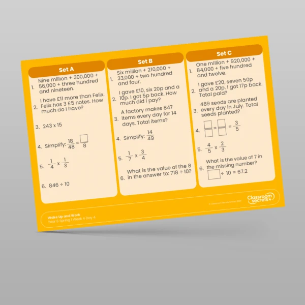 An image of the Spring 1 Week 4 Wake Up and Work Resource