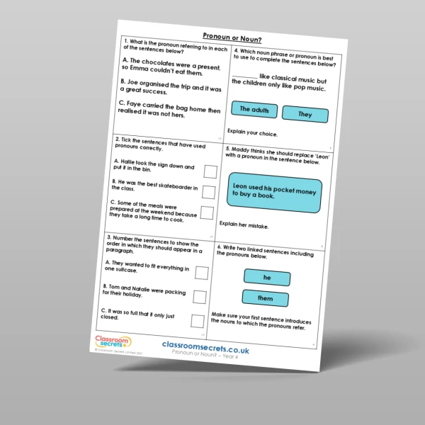 An image of the Pronoun or Noun? Mixed Activity Resource