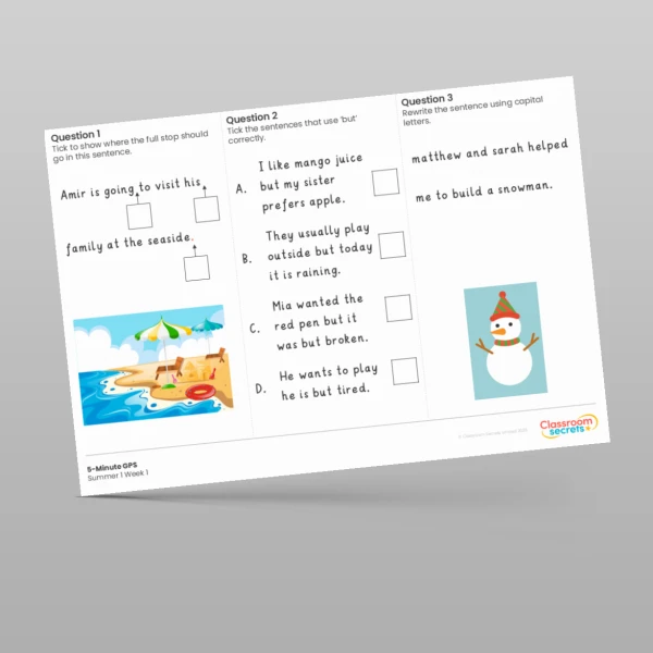 An image of the Free 5-Minute GPS Summer 1 Week 1 Resource