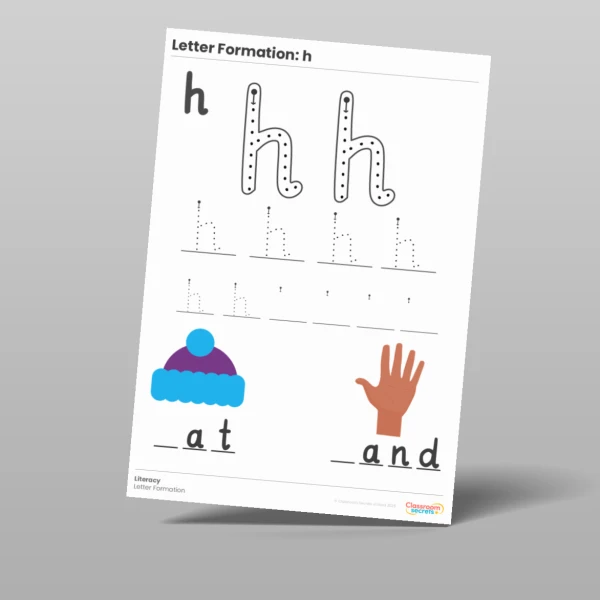 An image of the Letter Formation Worksheet: h Resource