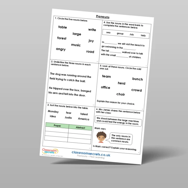An image of the Pronouns Prior Learning Resource