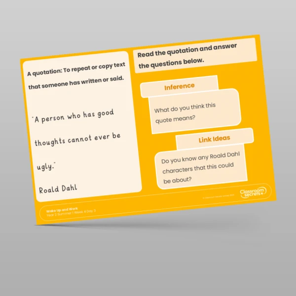 An image of the Summer 1 Week 4 Wake Up and Work Resource