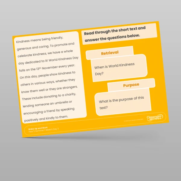 An image of the Summer 1 Week 6 Wake Up and Work Resource