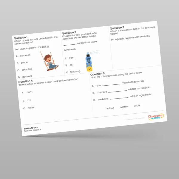 An image of the 5-Minute GPS Summer 1 Week 4 Resource