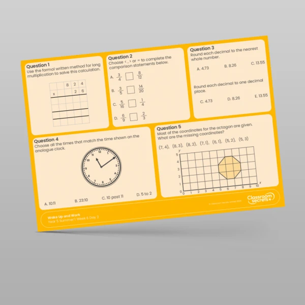 An image of the Summer 1 Week 6 Wake Up and Work Resource