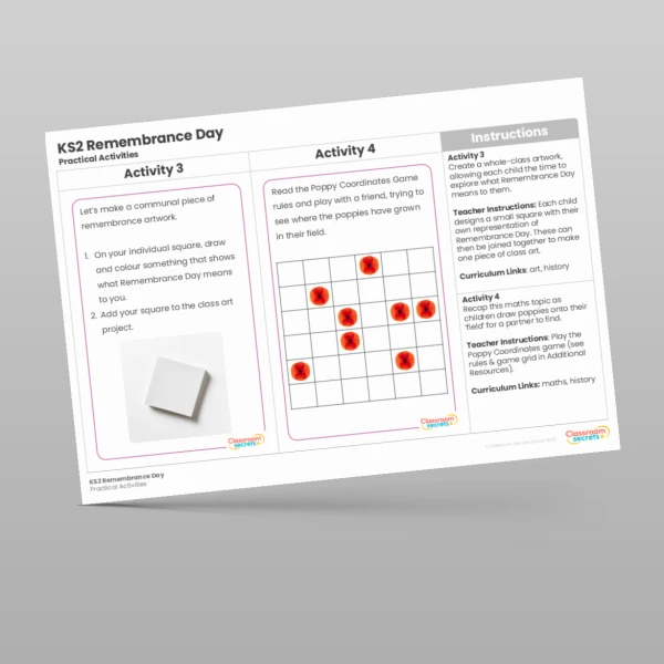An image of the Remembrance Activities Resource