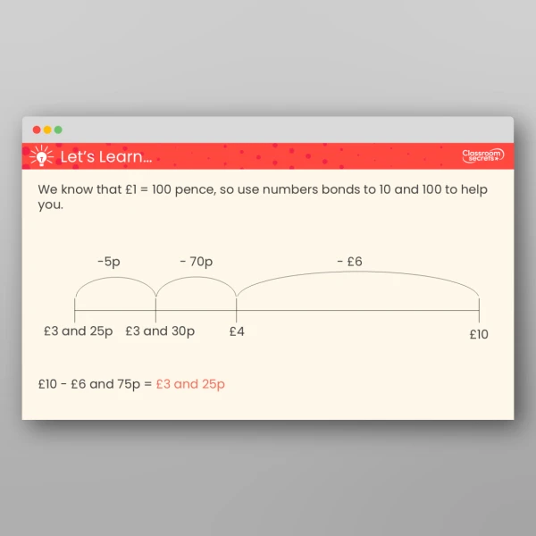 An image of the Subtract Money Teaching PPT Resource