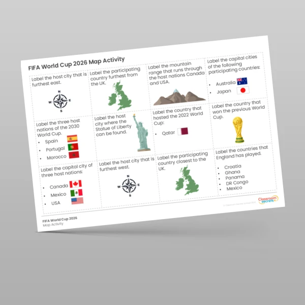 An image of the FIFA World Cup Map Activity 2 Resource