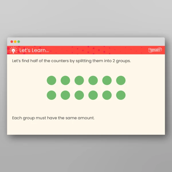An image of the Find a Half of a Quantity Teaching PPT Resource