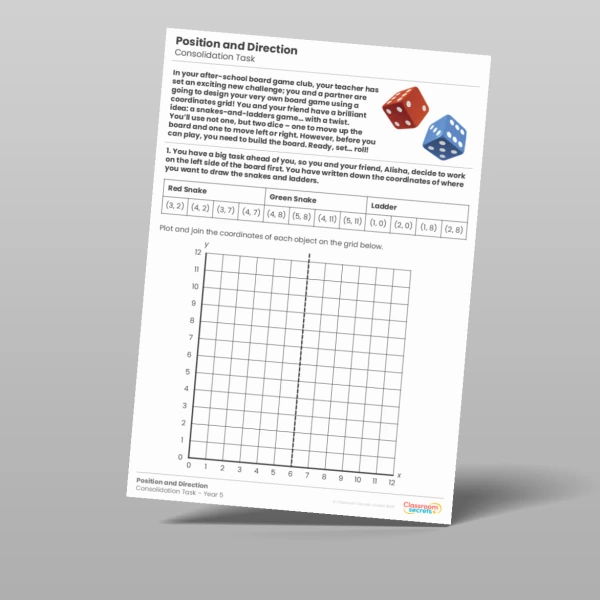An image of the Position and Direction Consolidation Task Resource