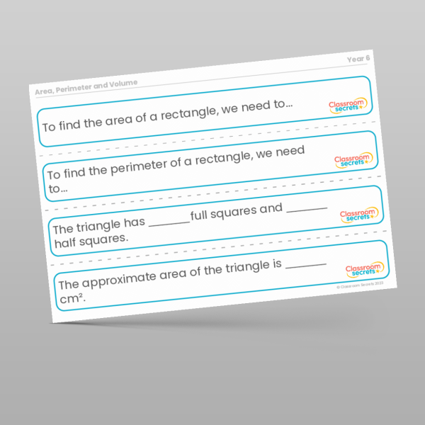 Year 6 Area Perimeter And Volume Stem Sentences Resource | Classroom ...