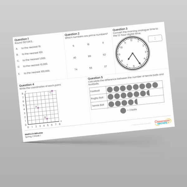 An image of the Spring 2 Week 1 Maths in Minutes Resource