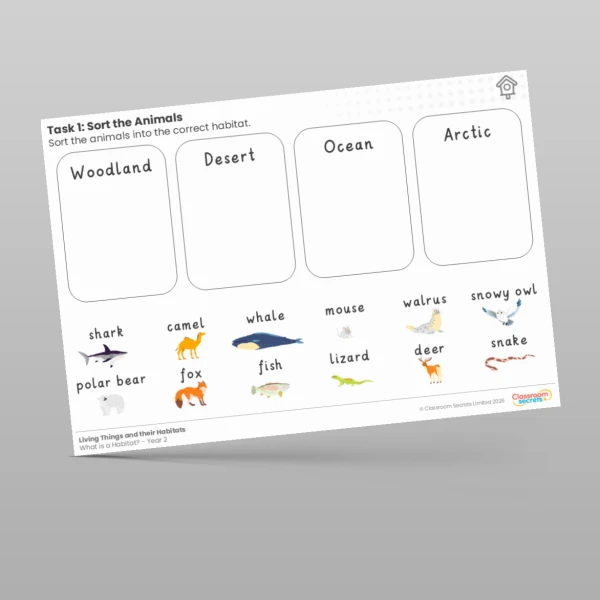 An image of the Lesson 2: Sort the Animals Worksheet Resource