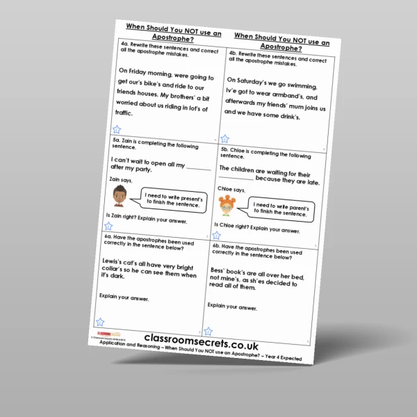 An image of the When Should You NOT use an Apostrophe? Application and Reasoning Resource