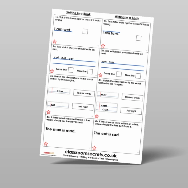 An image of the Free Writing in a Book Varied Fluency Resource