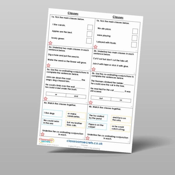 An image of the Clauses Varied Fluency Resource