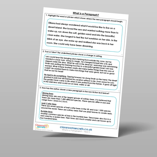 An image of the What is a Paragraph? Mixed Activity Resource