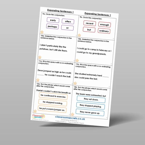 An image of the Expanding Sentences 1 Varied Fluency Resource
