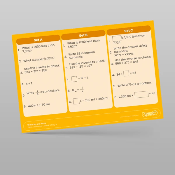 An image of the Summer 1 Week 5 Wake Up and Work Resource