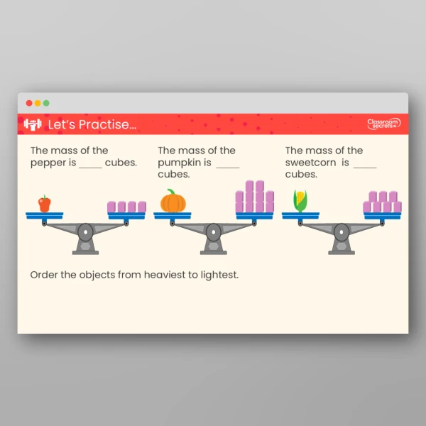 An image of the Compare Mass Teaching PPT Resource