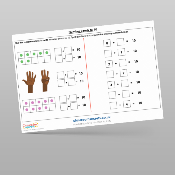 Year 1 Number Bonds To 10 Main Activity Resource | Classroom Secrets
