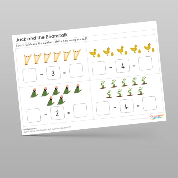 An image of the Jack and the Beanstalk Traditional Tales Maths Activities Resource