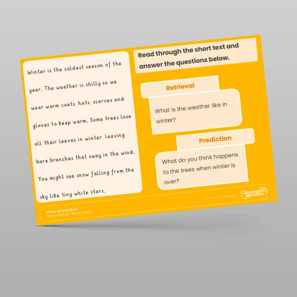 An image of the Spring 1 Week 2 Wake Up and Work Resource