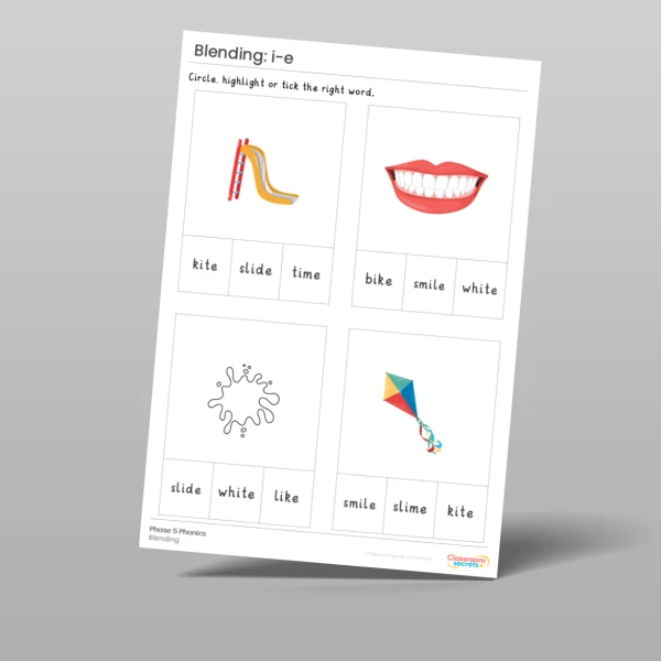 An image of the Phonics Blending Activities: i-e Resource
