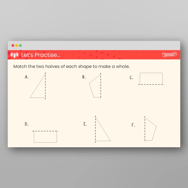 An image of the Find a Half of an Object or a Shape Teaching PPT Resource