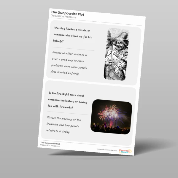 An image of the The Gunpowder Plot Discussion Problems Resource