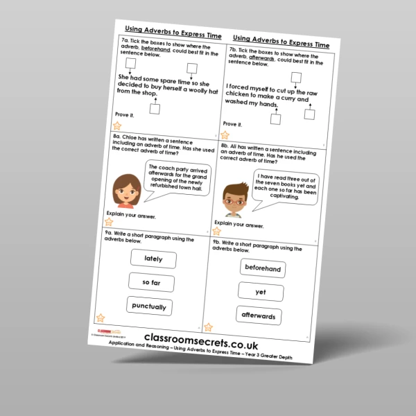 An image of the Using Adverbs to Express Time Application and Reasoning Resource
