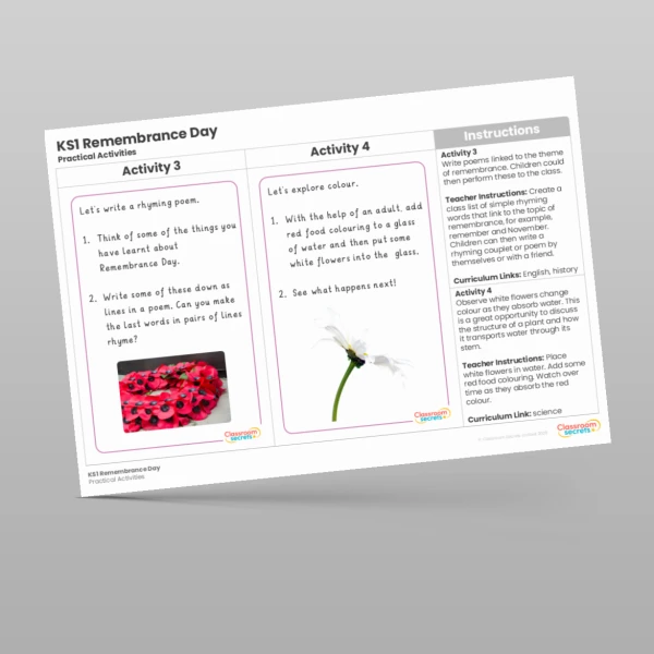 An image of the Remembrance Activities Resource