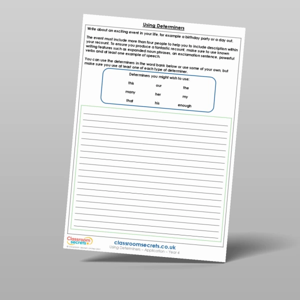 An image of the Using Determiners Application Resource