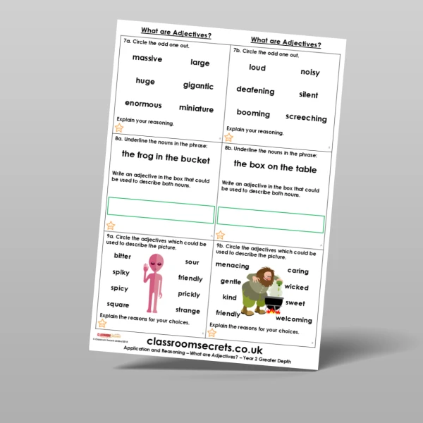 An image of the What are Adjectives? Application and Reasoning Resource