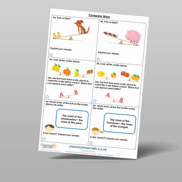 Year 2 Compare Mass Reasoning And Problem Solving Resource | Classroom ...