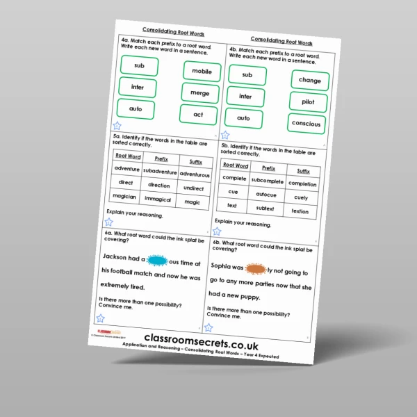 An image of the Consolidating Root Words Application and Reasoning Resource