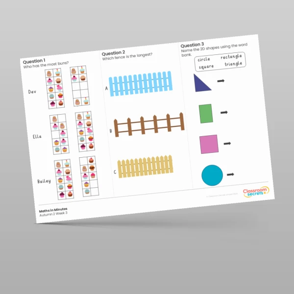 An image of the Autumn 2 Week 3 Maths in Minutes Resource