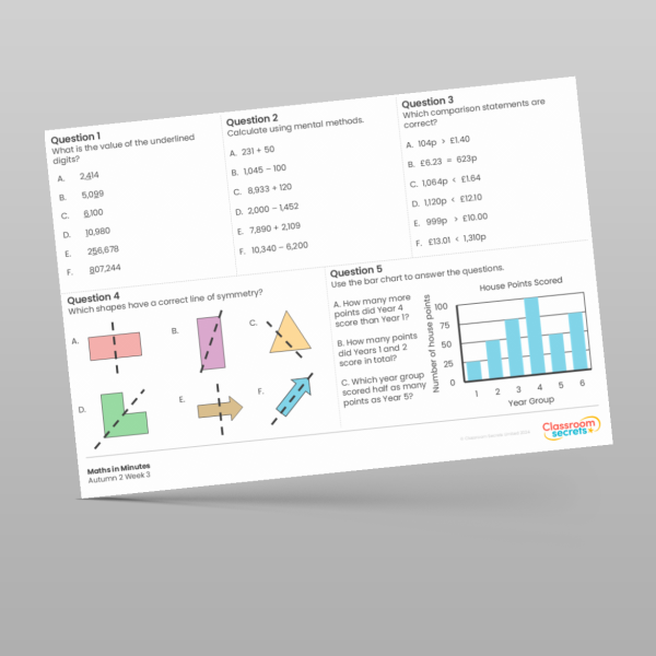 Year 5 Autumn 2 Week 3 Maths In Minutes Resource | Classroom Secrets