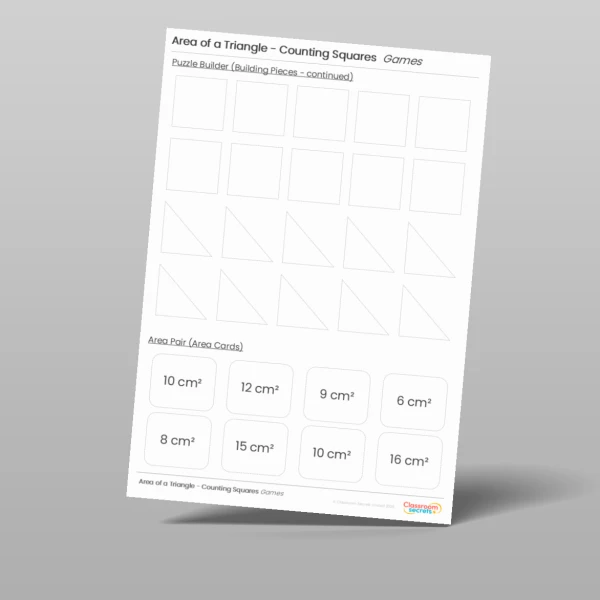 An image of the Area of a Triangle - Counting Squares Tutor Game Resource
