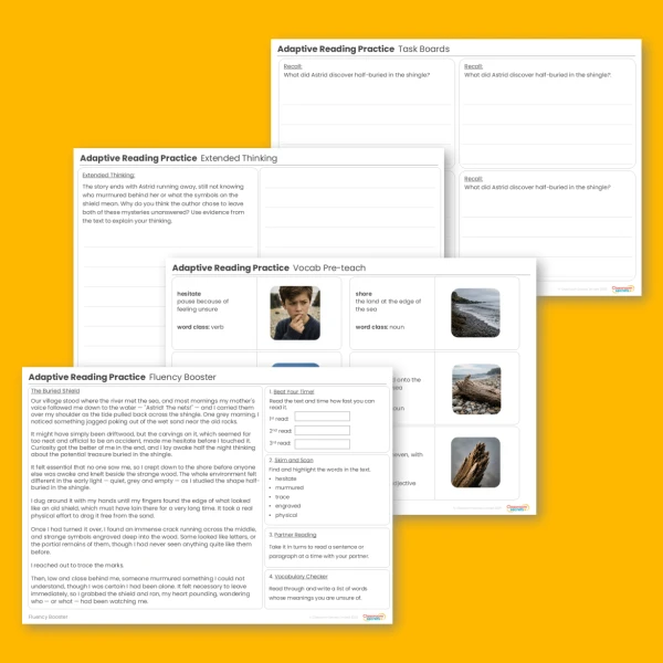 Year 5 Adaptive Reading Practice The Buried Shield lesson