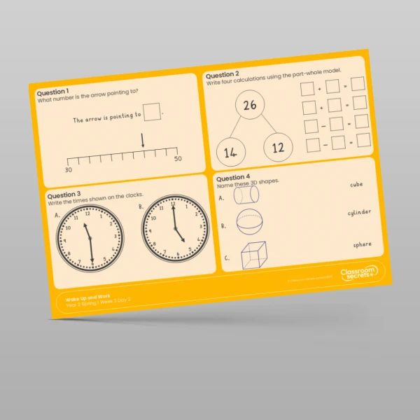 An image of the Spring 1 Week 3 Wake Up and Work Resource