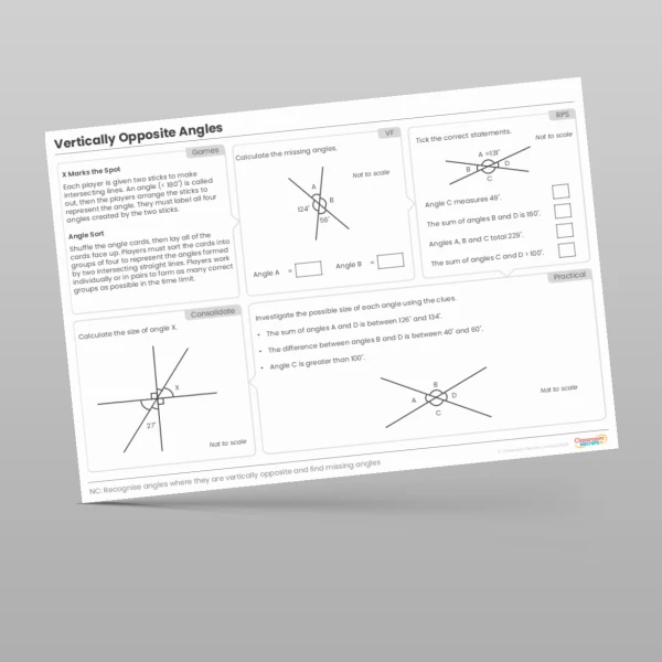 An image of the Vertically Opposite Angles Tutor Mat Resource