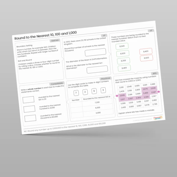 An image of the Round to the Nearest 10, 100 and 1,000 Tutor Mat Resource