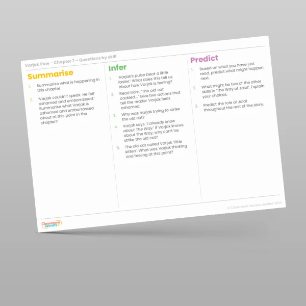 An image of the Reading Skills - Varjak Paw - Chapter 7 Resource