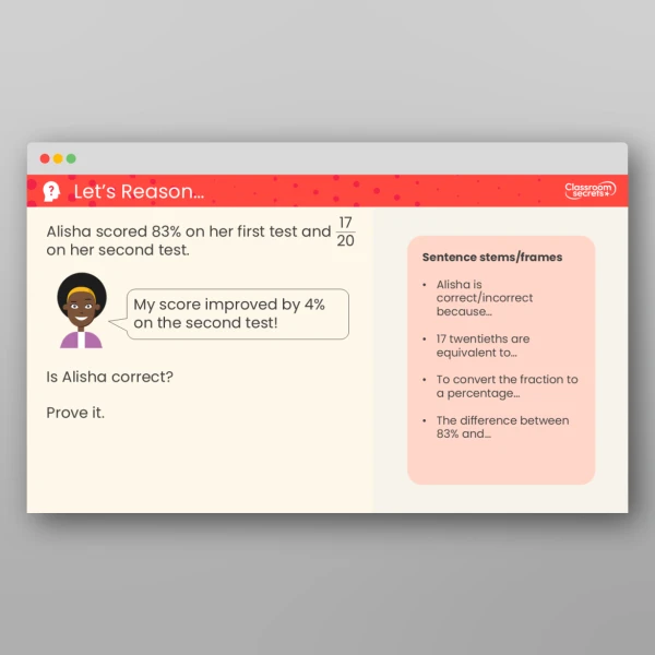 An image of the Fractions to Percentages Teaching PPT Resource